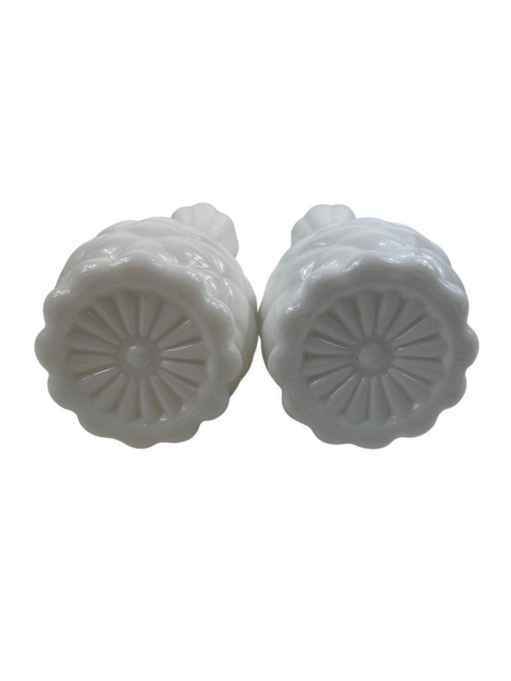 Vintage Anchor Hocking White Milk Glass Pineapple Bud Vase 9” Tall Set of 2 - Picture 7 of 10